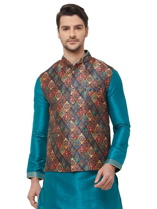multi color printed nehru jacket - 16572162 - Standard Image - 1