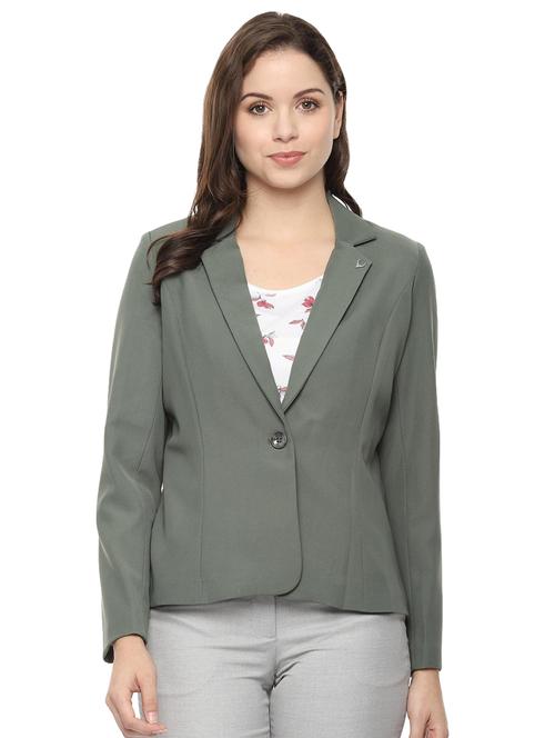 lapel neck long sleeved blazer - 16572638 - Standard Image - 1