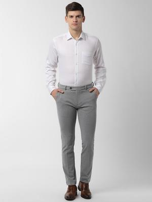 grey textured flat front formal trouser - 16572932 - Standard Image - 4