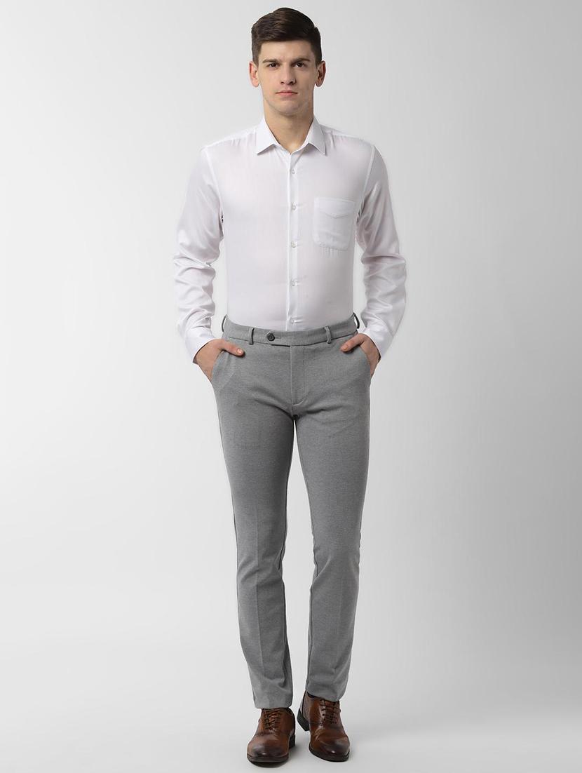 grey textured flat front formal trouser - 16572932 - Zoom Image - 4