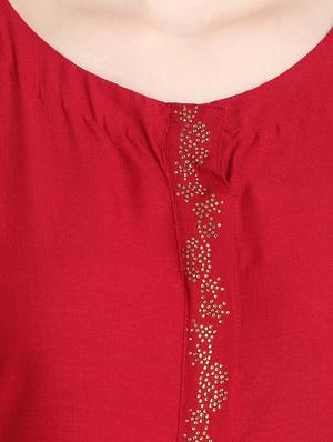 red rayon kurta dupatta set - 16573143 - Standard Image - 4