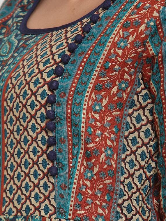 printed flared kurta - 16573513 - Zoom Image - 4