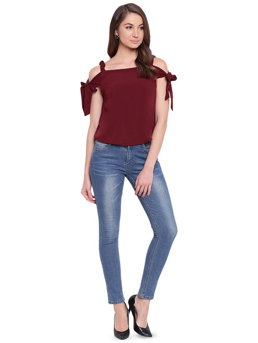 cold shoulder solid top - 16573940 - Zoom Image - 4