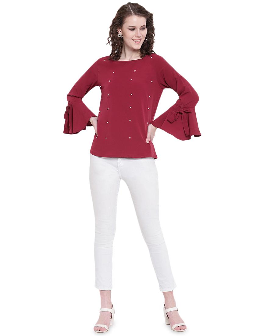 bell sleeved embellished top - 16574005 - Zoom Image - 4