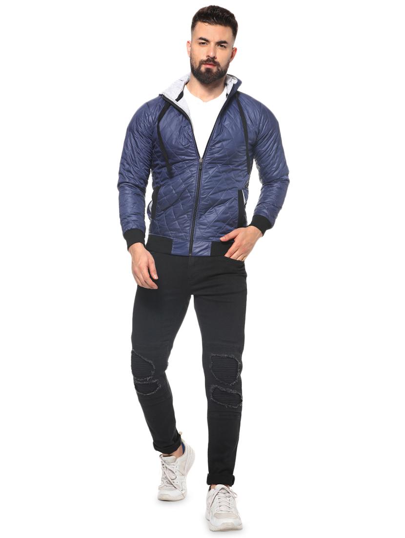 blue solid casual jacket - 16574578 - Zoom Image - 4