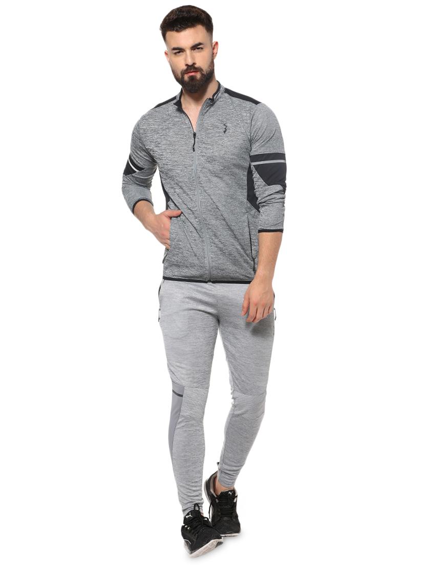 grey color block casual jacket - 16574590 - Zoom Image - 4
