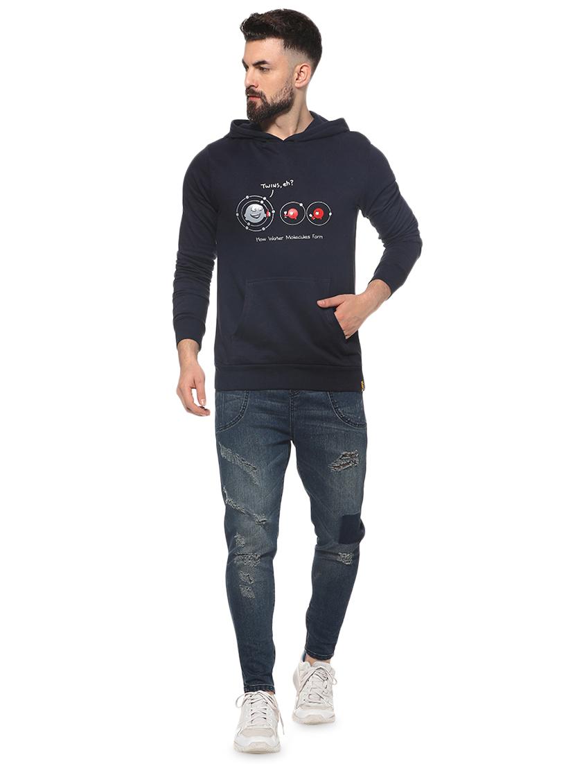 navy blue chest print sweatshirt - 16574608 - Zoom Image - 4