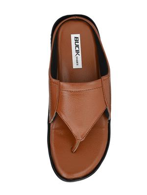tan leatherette toe separator slippers - 16574840 - Standard Image - 4