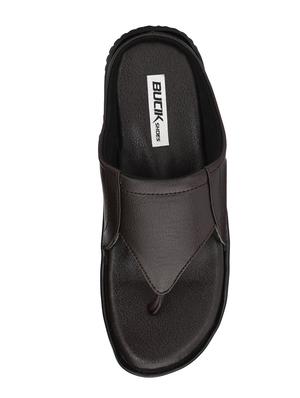 brown leatherette toe separator slippers - 16574841 - Standard Image - 4