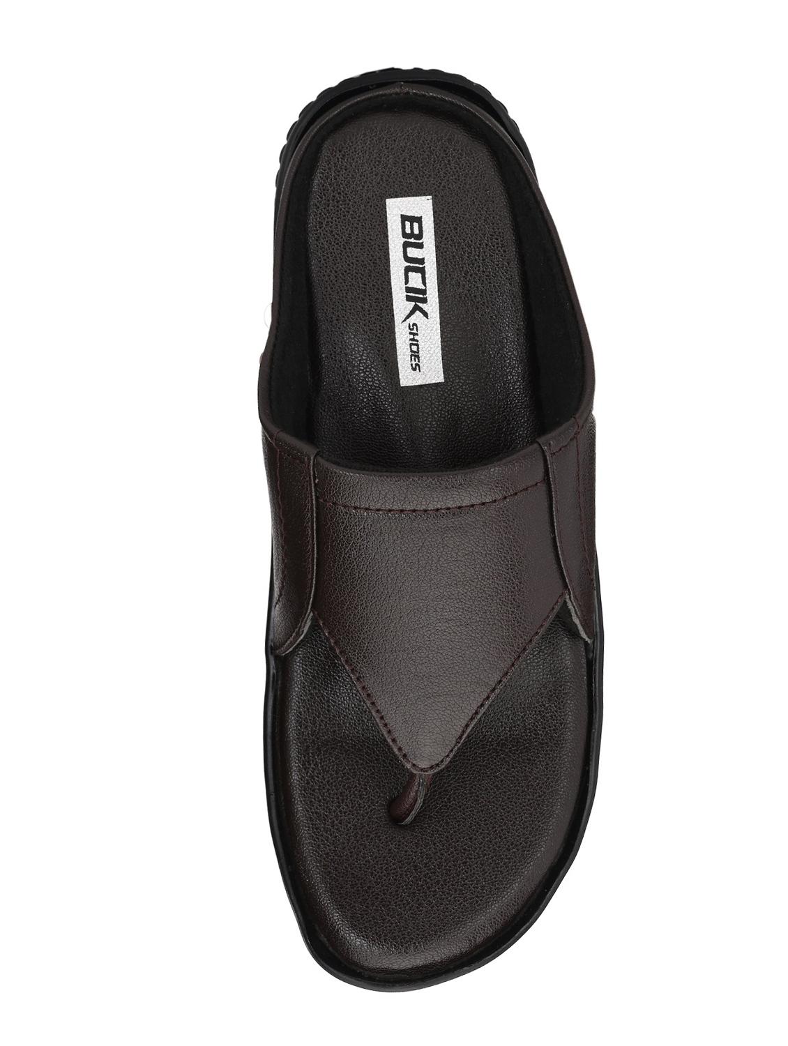 brown leatherette toe separator slippers - 16574841 - Zoom Image - 4