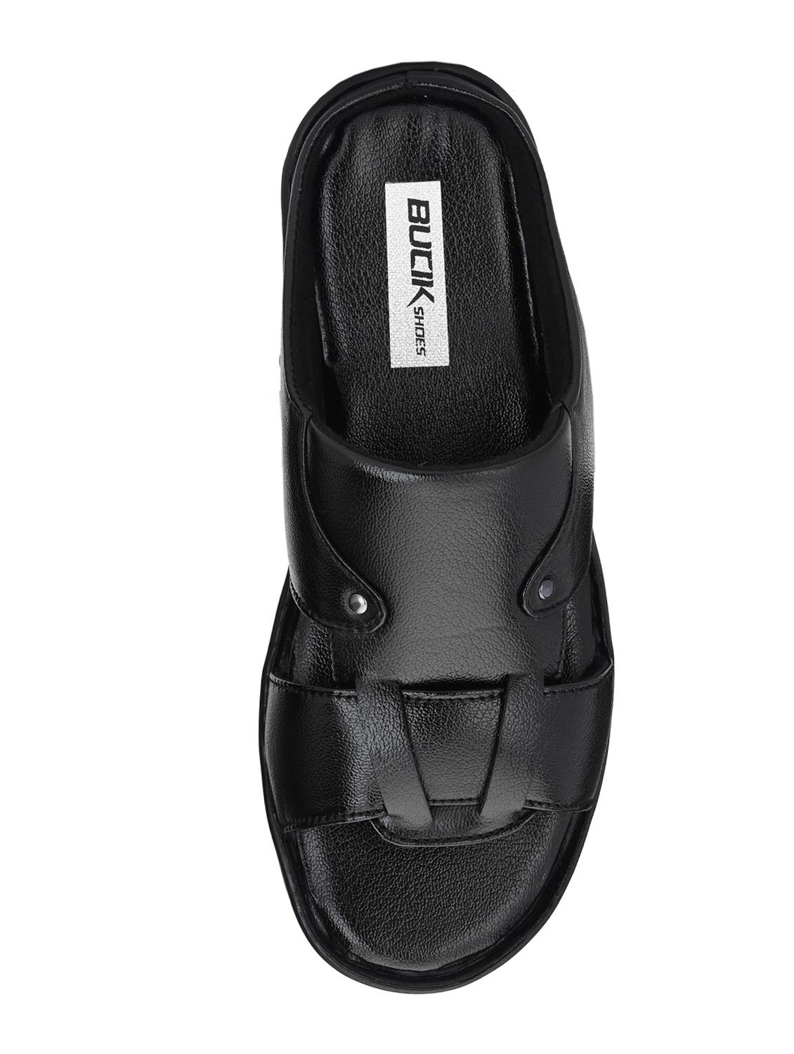black leatherette slip on sandals - 16574842 - Zoom Image - 4