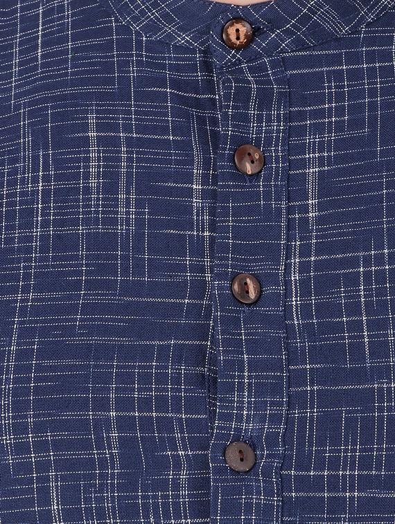 navy blue self design long kurta - 16575022 - Zoom Image - 4