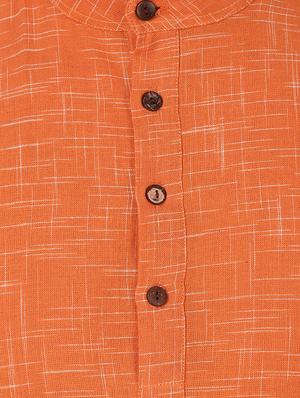 orange self design long kurta - 16575023 - Standard Image - 4