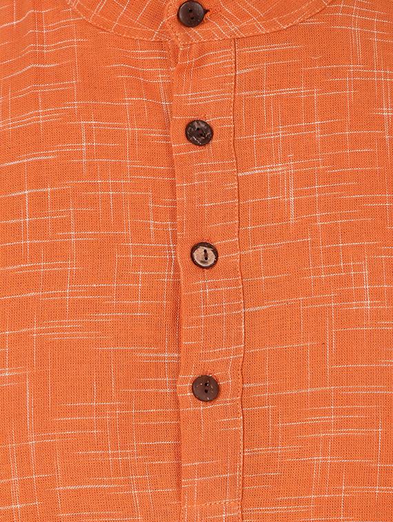 orange self design long kurta - 16575023 - Zoom Image - 4