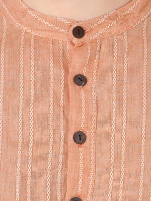 orange striped long kurta - 16575135 - Standard Image - 4
