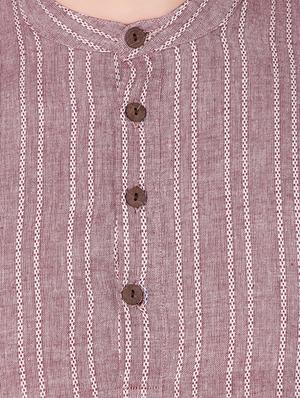 pink striped long kurta - 16575137 - Standard Image - 4