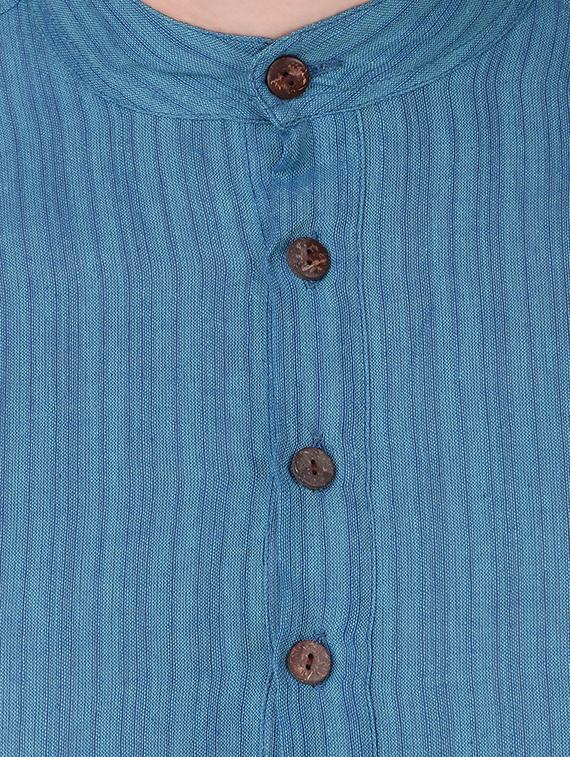 blue striped long kurta - 16575142 - Zoom Image - 4