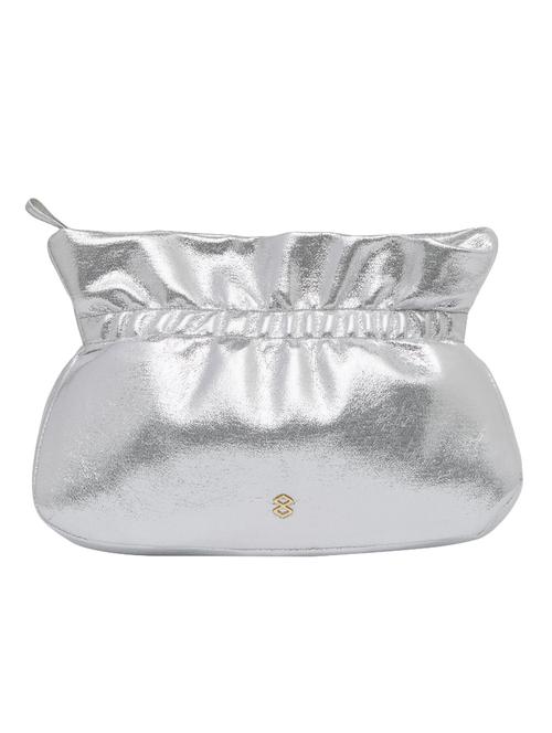 silver leatherette (pu) regular pouch - 16575631 - Standard Image - 1