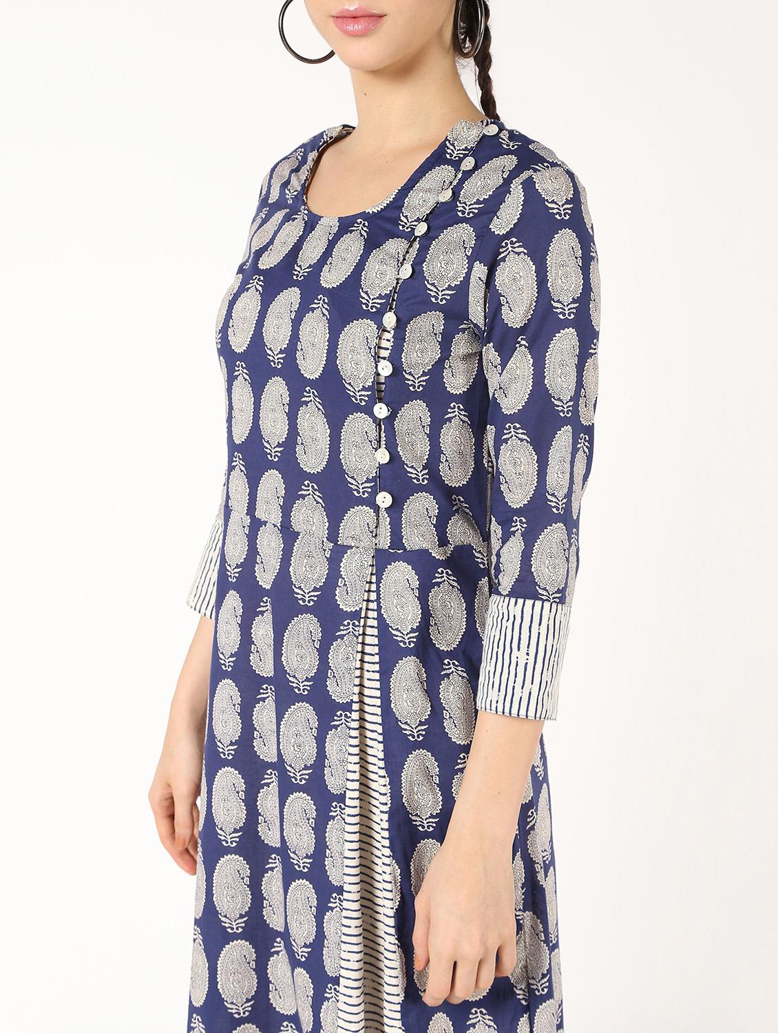 paisley print layered kurta - 16576520 - Zoom Image - 4
