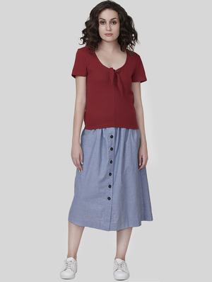 mid rise button up a-line skirt - 16577103 - Standard Image - 4