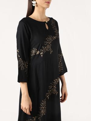 foil printed flared kurta - 16577414 - Standard Image - 4