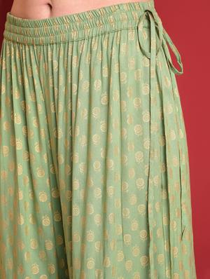 gold print kurta palazzo set - 16577919 - Standard Image - 7