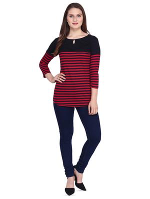key hole neck striped tee - 16578285 - Standard Image - 4