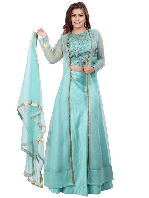 embroidered lehenga choli with jacket set - 16579053 - Standard Image - 1