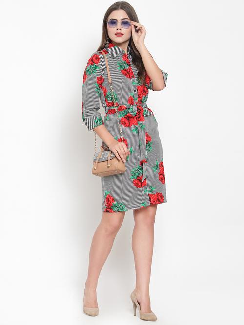 tie front striped shirt dress - 16579595 - Standard Image - 1