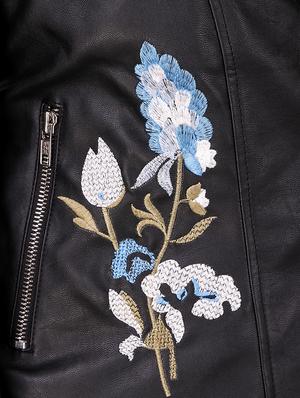 embroidered detail leatherette jacket - 16581117 - Standard Image - 4