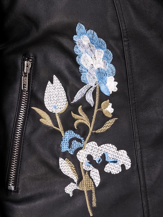 embroidered detail leatherette jacket - 16581117 - Zoom Image - 4