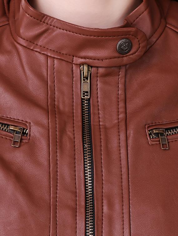 quilted detail leather/leatherette jacket - 16581128 - Zoom Image - 4
