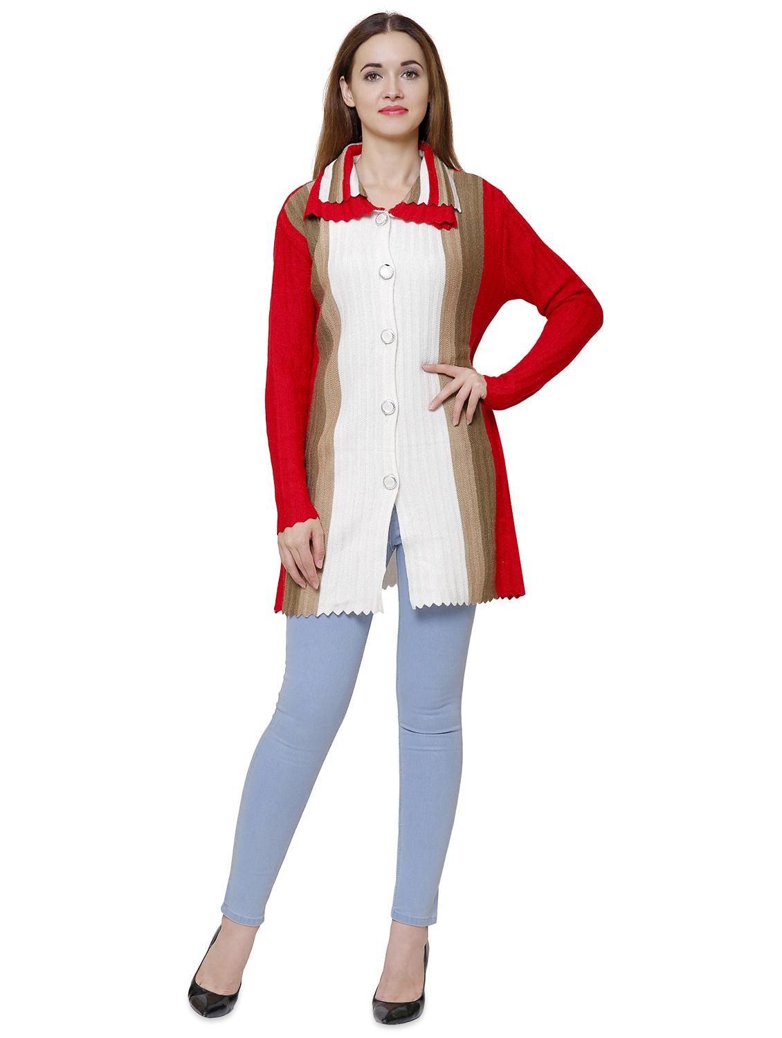 shirt collar striped cardigan - 16581390 - Zoom Image - 4