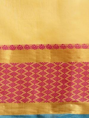 solid with bordered saree with blouse - 16582074 - Standard Image - 4
