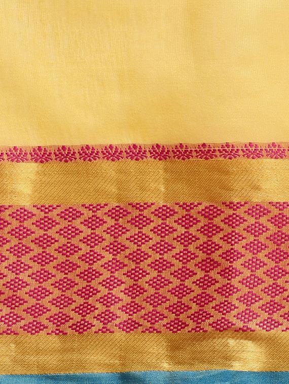 solid with bordered saree with blouse - 16582074 - Zoom Image - 4