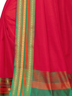 contrast bordered woven saree with blouse - 16582083 - Standard Image - 4