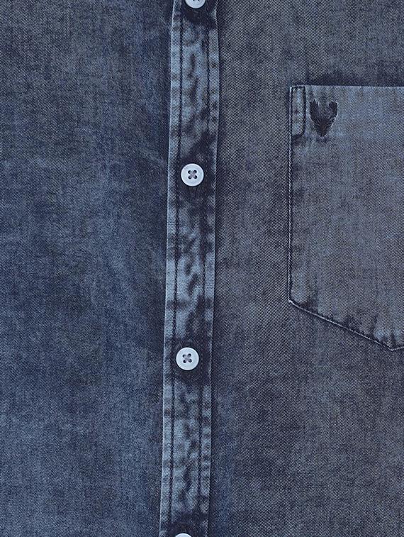 blue faded denim casual shirt - 16584327 - Zoom Image - 4