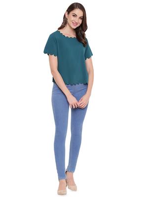 scallop hem solid top - 16584695 - Standard Image - 4
