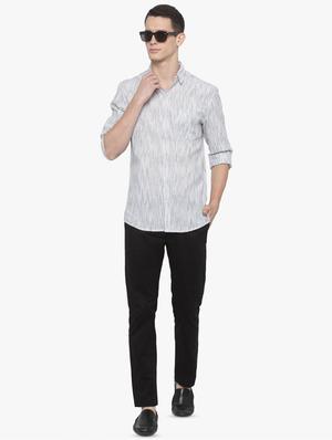 grey linen self design casual shirt - 16585390 - Standard Image - 4