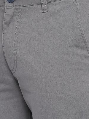 grey solid flat front casual trouser - 16585420 - Standard Image - 4
