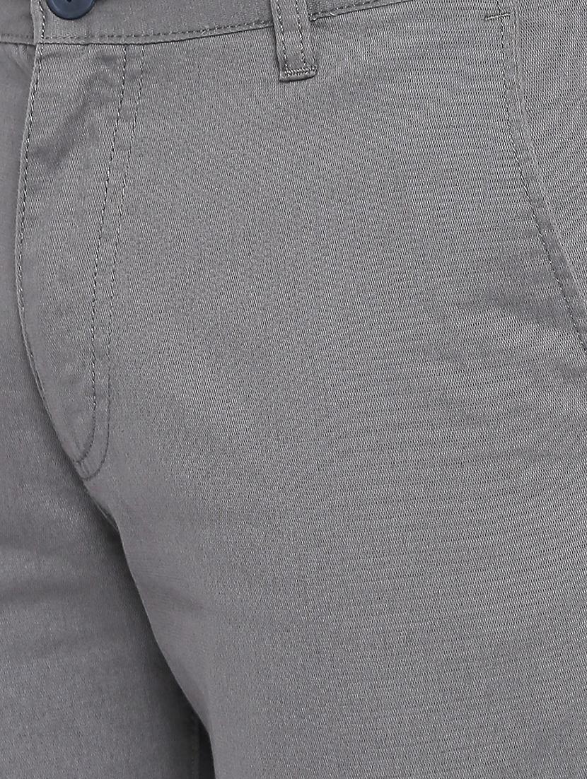 grey solid flat front casual trouser - 16585420 - Zoom Image - 4