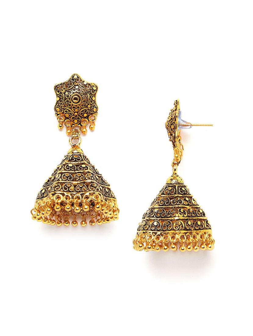 gold jhumka earring - 16585556 - Zoom Image - 4