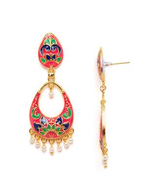 pink metal drop earring - 16585590 - Standard Image - 4