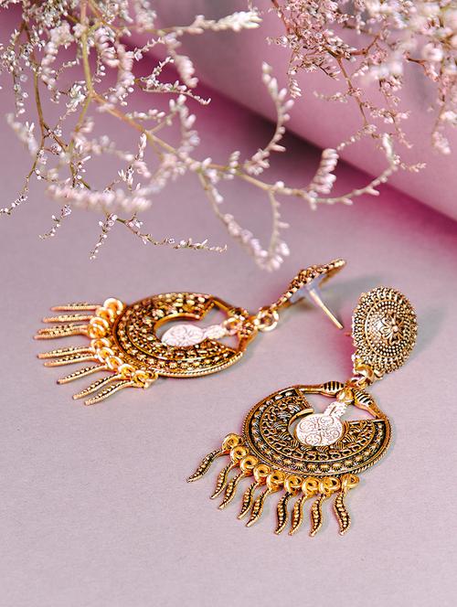 gold metal drop earring - 16585594 - Standard Image - 1