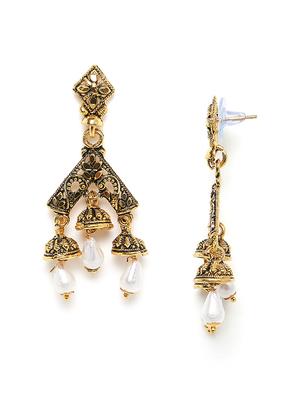 gold metal drop earring - 16585596 - Standard Image - 4