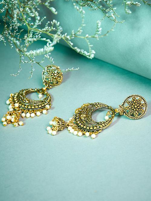 gold metal drop earring - 16585615 - Standard Image - 1