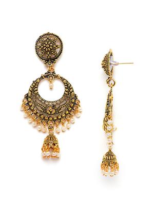 gold metal drop earring - 16585615 - Standard Image - 4