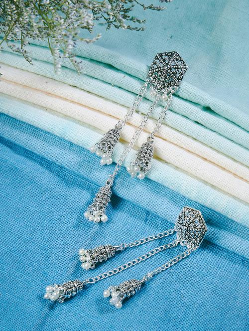silver metal drop earring - 16585617 - Standard Image - 1