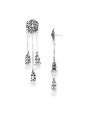 silver metal drop earring - 16585617 - Standard Image - 4