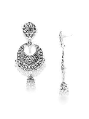 silver metal drop earring - 16585619 - Standard Image - 4